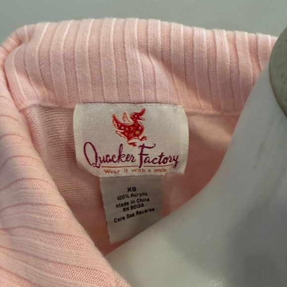 Quacker Factory XS Light Pink Sparkle Zippered Cardigan - Picture 2 of 9